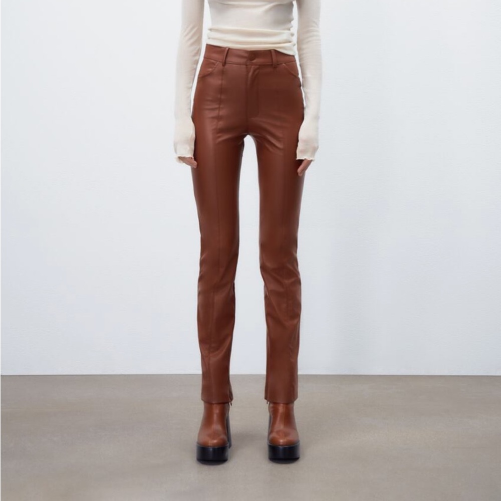 NWOT Zara Faux Leather Pants with Slit